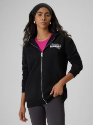 4F Bluza dresowa regular z kapturem damska - czarna XL. Czarne bluzy 4f, xl, bez wzorów, z dresówki, sportowe, bez ramiączek, z kapturem. Za 249.99 zł.