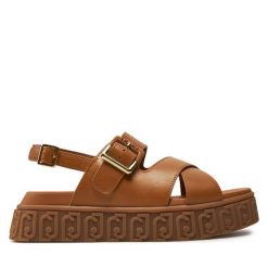 Sandały Liu Jo. Brązowe sandały Liu Jo, bez wzorów, bez obcasa, na koturnie, bez zapięcia. Za 529.99 zł.