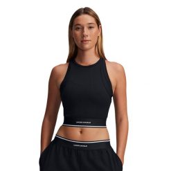 Top treningowy damski Under Armour Meridian Rib Branded Tank. Czarne topy sportowe Under Armour, l, bez wzorów. Za 139.99 zł.