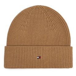 Czapka Tommy Hilfiger. Brązowe czapki zimowe Tommy Hilfiger, bez wzorów. Za 189.99 zł.