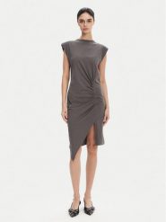 PINKO Sukienka codzienna 104614 A2HE Szary Regular Fit. Szare sukienki Pinko, na co dzień, s, bez wzorów, z bawełny, bez kołnierzyka, bez ramiączek, proste. Za 609.99 zł.