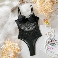Body z koronką na specjalne okazje Orminda. Czarne body i gorsety Intica, bez wzorów, z koronki, bez ramiączek. Za 129.00 zł.