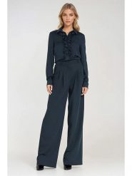 Nife Spodnie w kolorze granatowym rozmiar: 38. Niebieskie spodnie materiałowe Nife, bez wzorów, z materiału, z podwyższonym stanem. Za 213.18 zł.