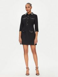 Morgan Sukienka dzianinowa 251-RUBIBI Czarny Slim Fit. Czarne sukienki Morgan, bez wzorów, z dzianiny, bez kołnierzyka, bez ramiączek. Za 239.99 zł.