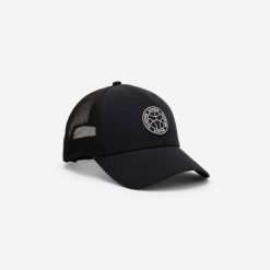 Czapka z daszkiem fitness Domyos. Czarne czapki z daszkiem DOMYOS, bez wzorów, z materiału, eleganckie. Za 39.99 zł.