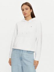 Tommy Jeans Bluza DW0DW19958 Biały Regular Fit. Białe bluzy Tommy Jeans, xxs, bez wzorów, z bawełny, bez kaptura. Za 219.99 zł.