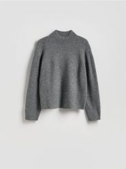 Sweter z niskim golfem - szary. Szare swetry Reserved, l, bez wzorów, z dzianiny, bez ramiączek. Za 129.99 zł.