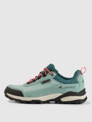 4F Niskie buty trekkingowe HILLBORN z elementami zamszowymi damskie - turkusowe 38. Niebieskie buty trekkingowe 4f, bez wzorów, z tkaniny, bez zapięcia, trekkingowe. Za 349.99 zł.