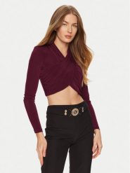 BARDOT Bluzka 58746TB Bordowy Slim Fit. Czerwone bluzki Bardot, s, bez wzorów, z syntetyku, bez kołnierzyka, bez ramiączek. Za 189.99 zł.