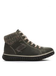 Rieker Trzewiki Z4230-54 Khaki. Brązowe botki Rieker, bez wzorów, ze skóry, bez obcasa, na płaskiej podeszwie, bez zapięcia. Za 409.99 zł.