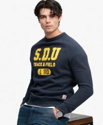 Superdry Bluza Athletic Felt Applique z okrągłym dekoltem, bawełna i poliester. Niebieskie bluzy Superdry, s, z aplikacjami, z bawełny, bez kaptura. Za 384.00 zł.
