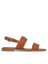 Nine West Sandały 678322-CCC Brązowy. Brązowe sandały Nine West, bez wzorów, z materiału, bez obcasa, na płaskiej podeszwie, bez zapięcia. Za 135.99 zł.