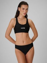 4F Góra od bikini damska - czarna M. Czarne bikini 4f, bez wzorów, z dzianiny, sportowe. Za 79.99 zł.