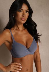 Granatowy Gładki Biustonosz o Klasycznym Fasonie Arriethia. Niebieskie biustonosze Renee, bez wzorów. Za 24.99 zł.