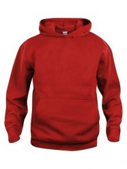 Clique Basic Hoody Junior - czerwona bluza z kapturem, miękki materiał – red. Czerwone bluzy z kapturem CLIQUE, bez wzorów, z bawełny, z kapturem. Za 145.21 zł.