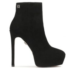 Botki Kazar. Czarne botki Kazar, bez wzorów, bez obcasa, na szpilce, bez zapięcia. Za 629.00 zł.