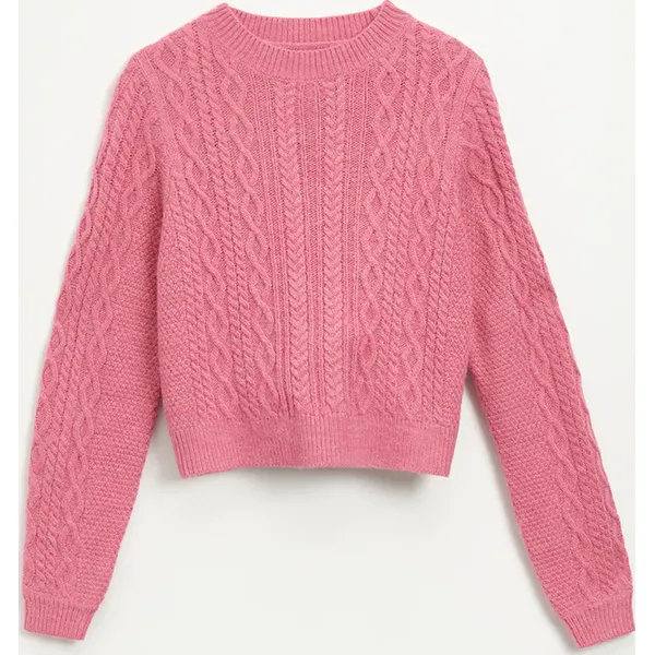 Krótki sweter o regularnym kroju różowy - Różowy. Czerwone swetry House, l, bez wzorów, bez ramiączek. W wyprzedaży za 39.99 zł.