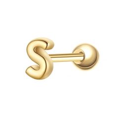 Glanzstücke München Piercing Litera S ze srebra próby 925 w kolorze zlotym Kolczyki 1 ct Damski. Żółte kolczyki Glanzstücke München, pozłacane. Za 110.49 zł.