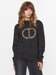 TWINSET Sweter 232TT3203 Czarny Regular Fit. Czarne swetry Twinset, xs, bez wzorów, z wełny, bez ramiączek. Za 1,289.00 zł.
