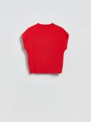 Bluzka ze stójką - czerwony. Czerwone bluzki Reserved, l, bez wzorów, z bawełny, bez kołnierzyka, bez ramiączek. Za 109.99 zł.