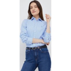 Polo Ralph Lauren koszula bawełniana damska kolor biały regular z kołnierzykiem klasycznym. Białe koszule Polo Ralph Lauren, bez wzorów, z bawełny, klasyczne, bez kołnierzyka, bez ramiączek. W wyprzedaży za 449.99 zł.