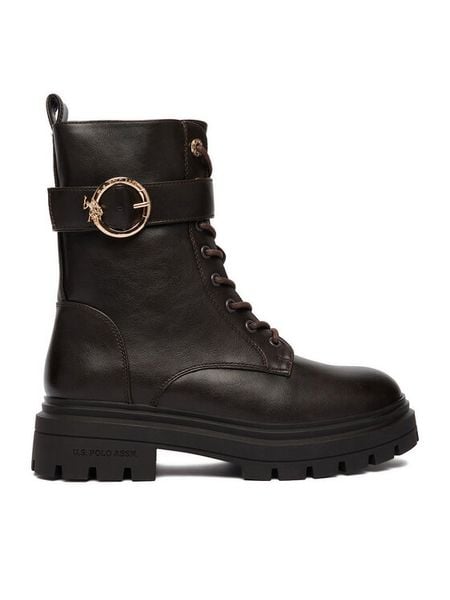 U.S. Polo Assn. Trapery EO-SVETA002W/GY1 Brązowy. Brązowe traperki U.S. Polo Assn., bez wzorów, ze skóry, bez obcasa, bez zapięcia. Za 329.99 zł.