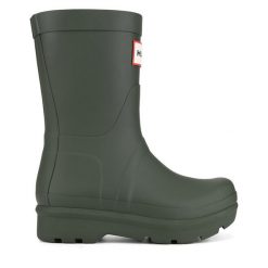 Kalosze Hunter. Brązowe kalosze Hunter, bez wzorów, bez zapięcia. Za 249.99 zł.