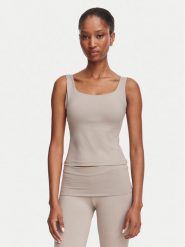 Guess Top V6YP18 K4788 Beżowy ciemny Slim Fit. Brązowe topy Guess, m, z aplikacjami, z syntetyku, bez kołnierzyka, bez ramiączek. Za 194.99 zł.