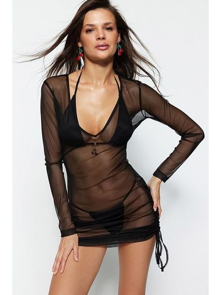 Trendyol Sukienka w kolorze czarnym rozmiar: S. Czarne sukienki Trendyol, s, bez wzorów, bez kołnierzyka, bez ramiączek, mini. Za 56.93 zł.