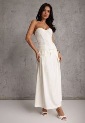 Jasnobeżowa Rozkloszowana Spódnica z Wiskozy Zdobiona Plisami i Paskiem Durklea. Brązowe spódnice Renee, na co dzień, l, z aplikacjami, z wiskozy, eleganckie, maxi, oversize. Za 149.99 zł.