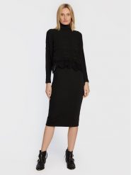 Nissa Komplet sweter i sukienka RZ13527 Czarny Regular Fit. Czarne sukienki Nissa, bez wzorów, z syntetyku, bez ramiączek. Za 1,329.00 zł.