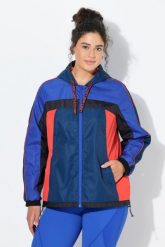 Damskie Kurtka outdoorowa z kapturem hydrofobowa ściągana sznurkiem na dole. Niebieskie kurtki Ulla Popken, plus size, bez wzorów, z materiału, z kapturem. Za 343.99 zł.