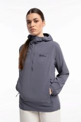 DAMSKA KURTKA Jack Wolfskin Jacket PRELIGHT OVERHEAD W 1307581-6-XS. Szare kurtki Jack Wolfskin, uniwersalny, bez wzorów, z dresówki, sportowe, bez kaptura. Za 519.00 zł.