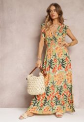 Zielona Sukienka Maxi z Falbankami i Cienkimi Gumkami w Pasie Bexla. Zielone sukienki Renee, na co dzień, l, bez wzorów, eleganckie, bez kołnierzyka, bez ramiączek, maxi, rozkloszowane. W wyprzedaży za 55.99 zł.