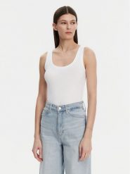 Gap Top 540670-02 Biały Slim Fit. Białe topy GAP, xl, bez wzorów, z bawełny, bez kołnierzyka, bez ramiączek. Za 59.99 zł.