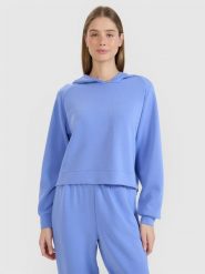 4F Bluza dresowa nierozpinana z modalem damska - niebieska L. Niebieskie bluzy z kapturem 4f, l, bez wzorów, z dresówki, bez kaptura. W wyprzedaży za 129.99 zł.