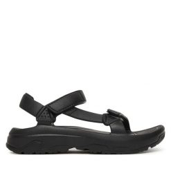 Sandały Teva. Czarne sandały Teva, bez wzorów, bez obcasa, na płaskiej podeszwie, bez zapięcia. Za 249.99 zł.