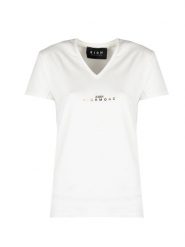 John Richmond T-shirt | HWP25045TS | Kobieta | Biały. Białe t-shirty John Richmond, s, bez wzorów, z bawełny, eleganckie, bez kołnierzyka, bez ramiączek. W wyprzedaży za 189.00 zł.