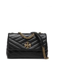 Tory Burch Torebka Kira Chevron Small Convertible 90452 Czarny. Czarne kopertówki Tory Burch, bez wzorów, ze skóry, wizytowe, bez dodatków. Za 1,969.00 zł.