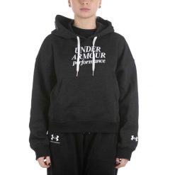 Damska bluza Under Armour Essential Script Hoodie Czarna Czarna. Czarne bluzy z polaru Under Armour, bez wzorów, z bawełny, do biegania. Za 392.99 zł.