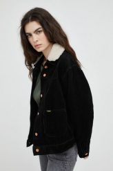 Wrangler kurtka sztruksowa kolor czarny przejściowa oversize. Czarne kurtki Wrangler, l, bez wzorów, z futra, bez kaptura. W wyprzedaży za 339.99 zł.