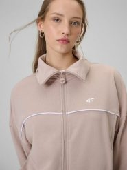 4F Bluza dresowa regular bez kaptura damska - beżowa XL. Brązowe bluzy 4f, xl, bez wzorów, z bawełny, klasyczne, bez ramiączek, bez kaptura. Za 179.99 zł.