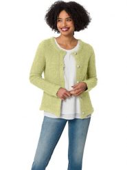 Heine Kardigan w kolorze zielonym rozmiar: 36. Zielone swetry Heine, bez wzorów, bez ramiączek. Za 74.11 zł.