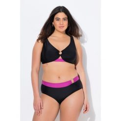 Damskie Bikini ozdobny pierścien miękkie miseczki regulowane ramiączka. Czarne bikini Ulla Popken, bez wzorów, z elastanu. Za 244.99 zł.