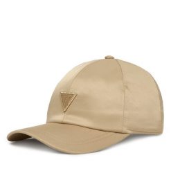 Czapka z daszkiem Guess. Brązowe czapki z daszkiem Guess, z aplikacjami. Za 159.99 zł.