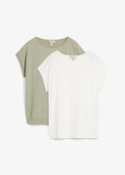 T-shirt z czystej bawełny organicznej (2 szt.). Niebieskie t-shirty bonprix, bez wzorów, z bawełny, bez kołnierzyka, bez ramiączek. Za 72.99 zł.