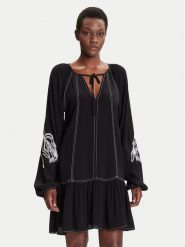 Desigual Sukienka codzienna Silvianegro 25WWVW19 Czarny Loose Fit. Czarne sukienki Desigual, na co dzień, s, bez wzorów, z wiskozy, bez kołnierzyka, bez ramiączek, proste. Za 459.99 zł.