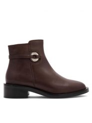 Gino Rossi Botki DORIS-110394 Brązowy. Brązowe botki Gino Rossi, bez wzorów, ze skóry, bez obcasa, na płaskiej podeszwie, bez zapięcia. Za 259.99 zł.
