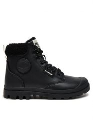 Palladium Trapery 94380-008-M Czarny. Czarne traperki Palladium, bez wzorów, ze skóry, bez obcasa, bez zapięcia. Za 599.00 zł.
