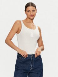 Tommy Jeans Top DW0DW19492 Biały Slim Fit. Białe topy Tommy Jeans, xl, bez wzorów, z bawełny, bez kołnierzyka, bez ramiączek. Za 109.99 zł.